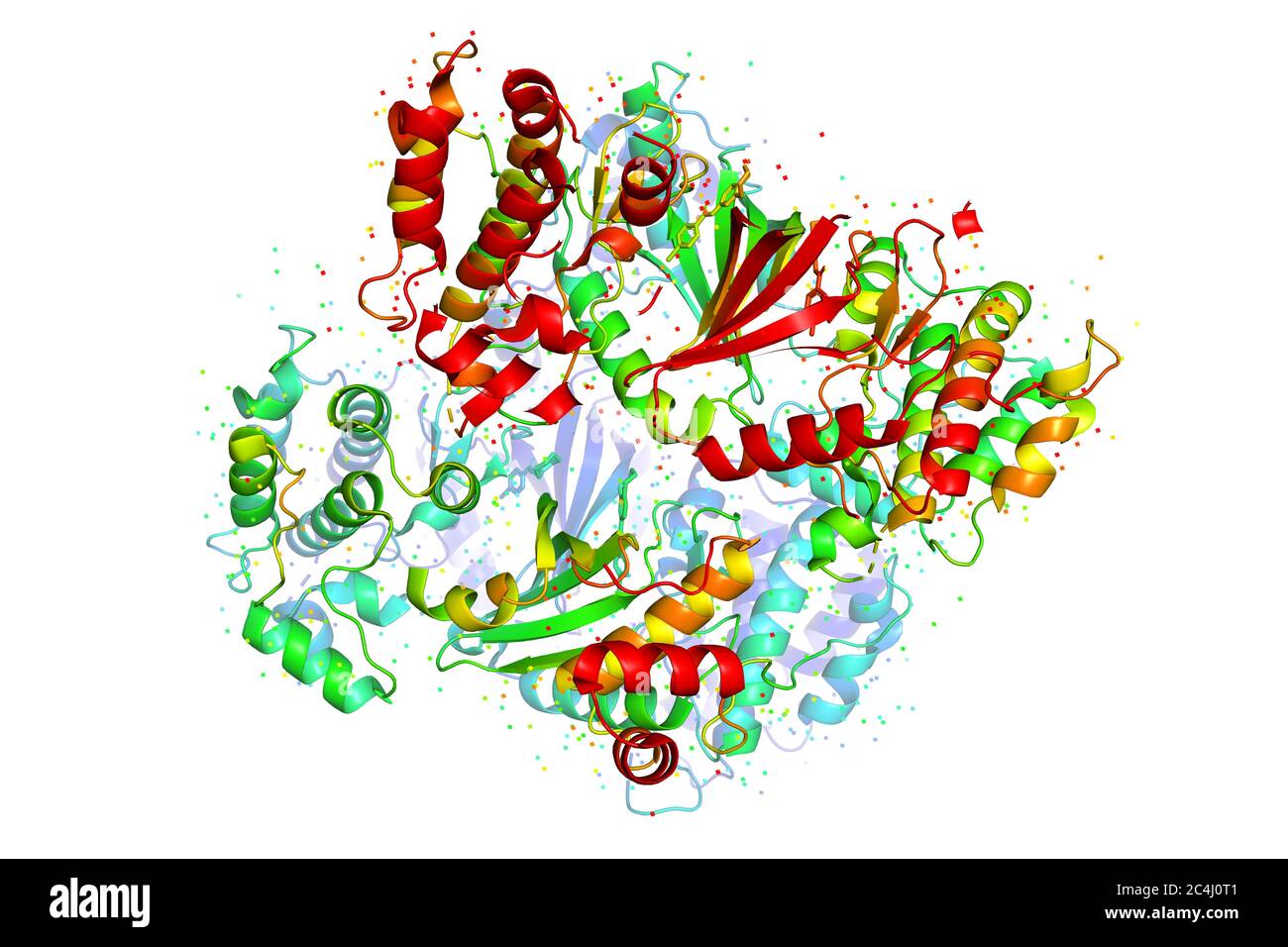 La structure de la molécule de protéine, glioblastome marqueur tumoral. Modèle cristallin de la protéine codée par le gène MELK. Rendu 3D. Banque D'Images