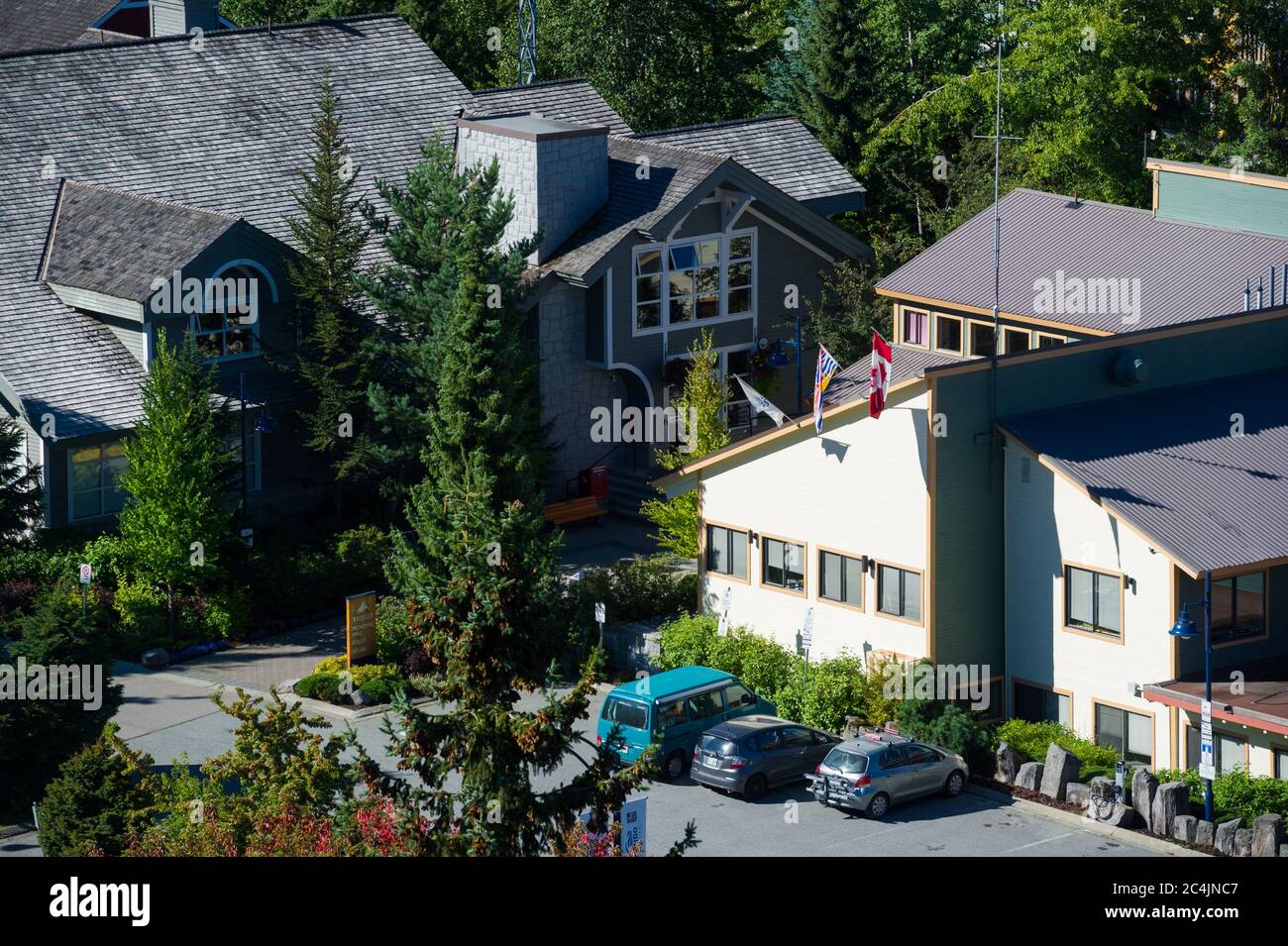 Whistler, C.-B., Canada : vue aérienne de la salle municipale – photo de la réserve Banque D'Images