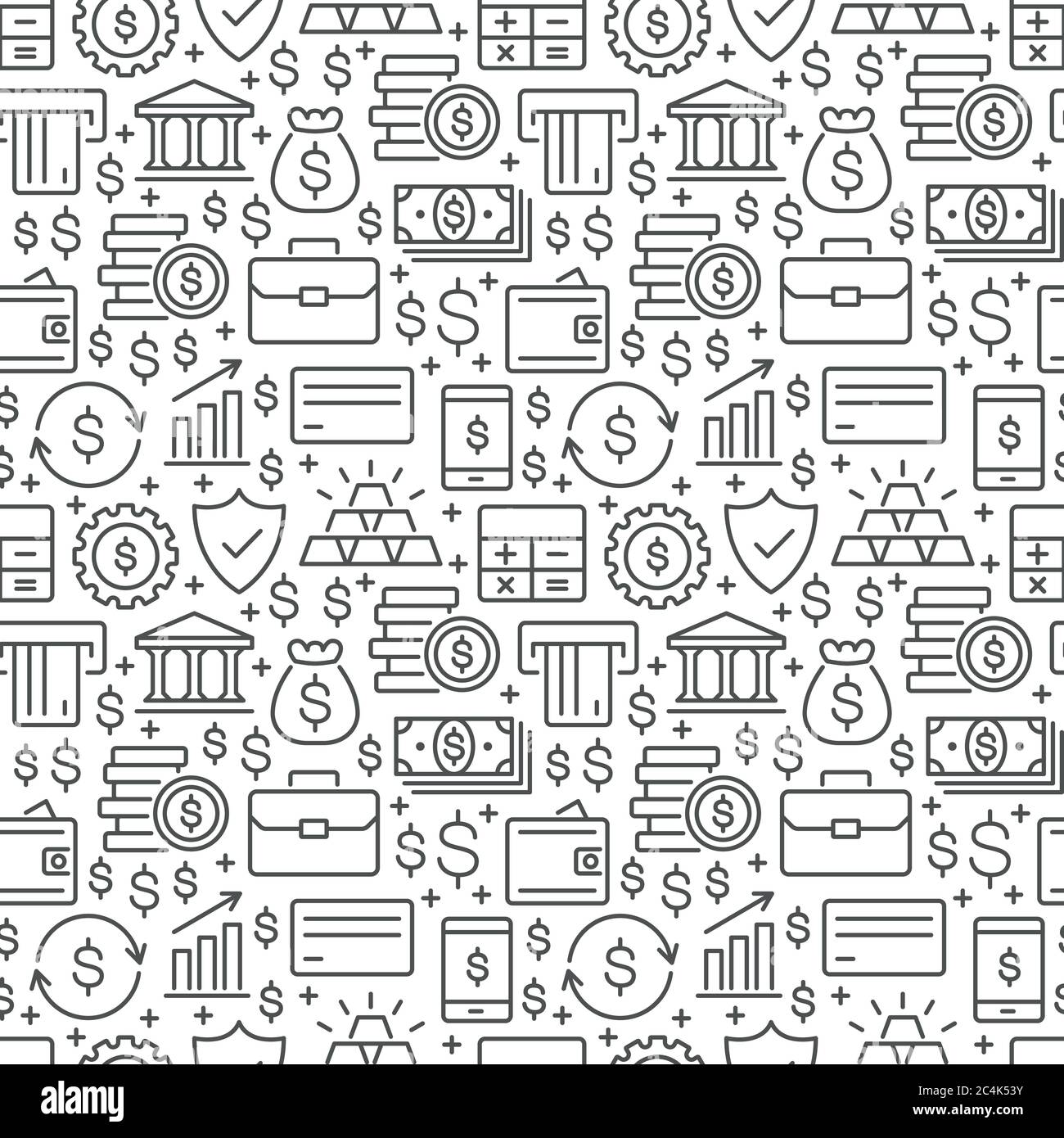 Finance un schéma transparent avec des icônes de ligne fine Illustration de Vecteur