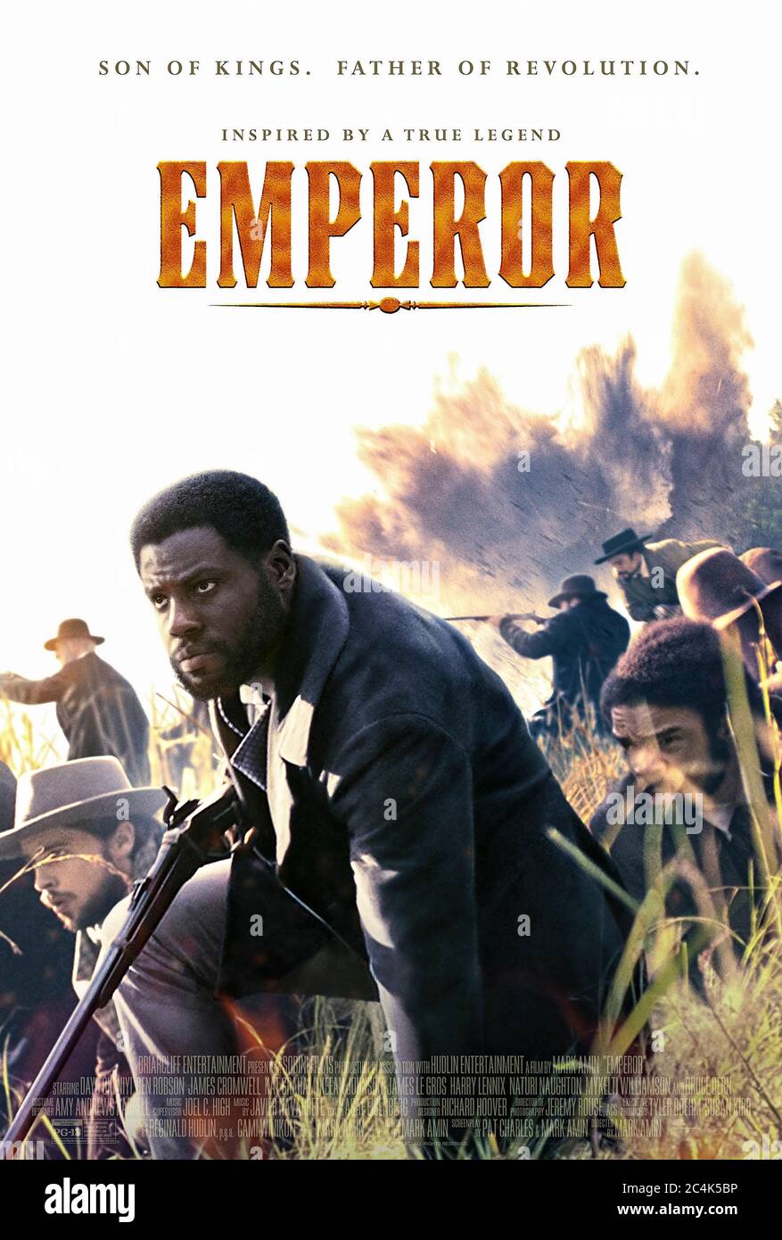 Empereur (2020) dirigé par Mark Amin et avec James Cromwell, Kat Graham, Bruce Dern et Ben Robson. La vraie histoire de Shields Green, un esclave échappé qui a participé à la RAID infructueuse de John Brown sur Harpers Ferry pour des fournitures en 1859. Libération retardée en raison de la pandémie de Covid19. Banque D'Images