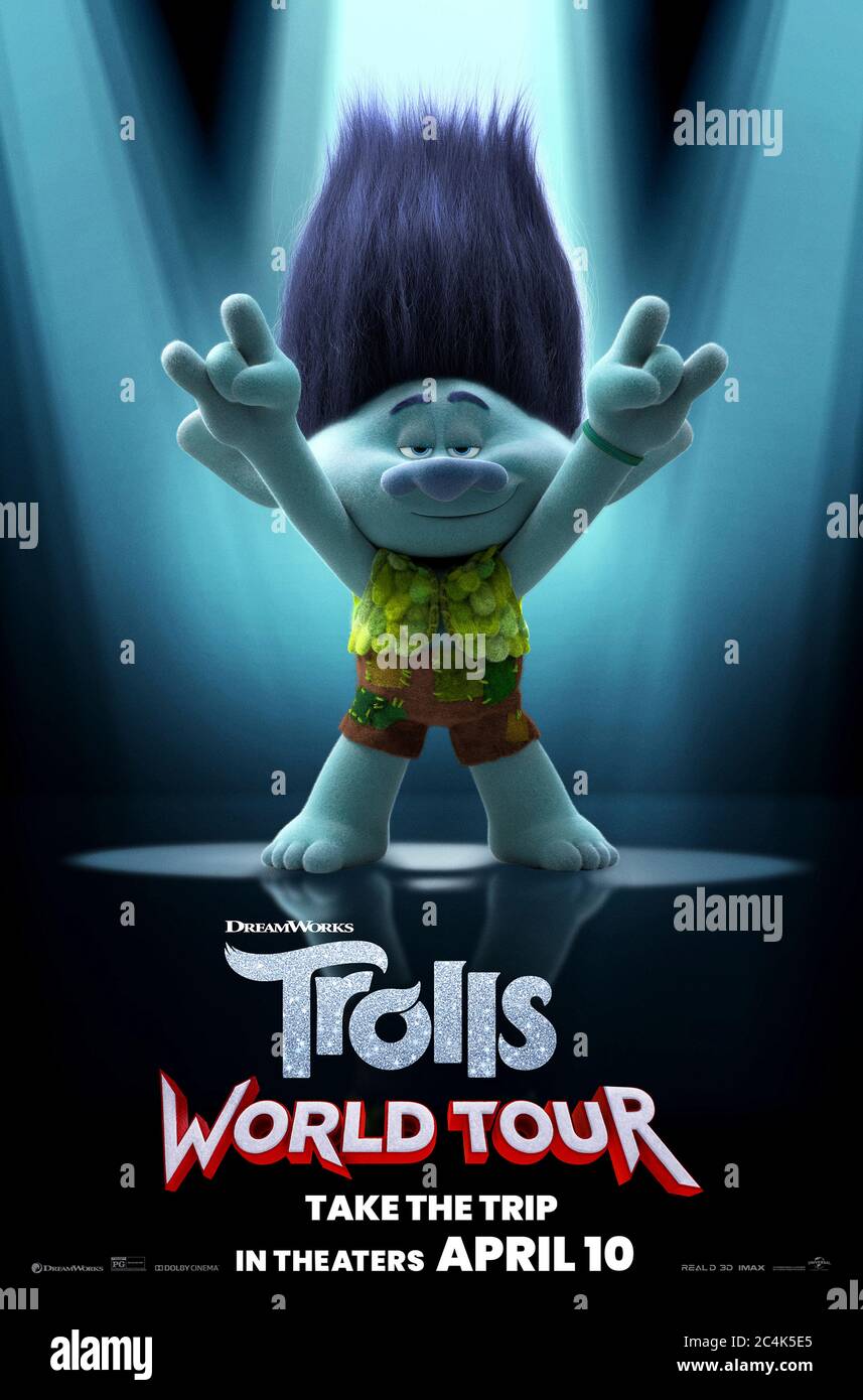 Trolls World Tour (2020) réalisé par Walt Dohrn et David P. Smith et avec Justin Timberlake comme branche. Banque D'Images