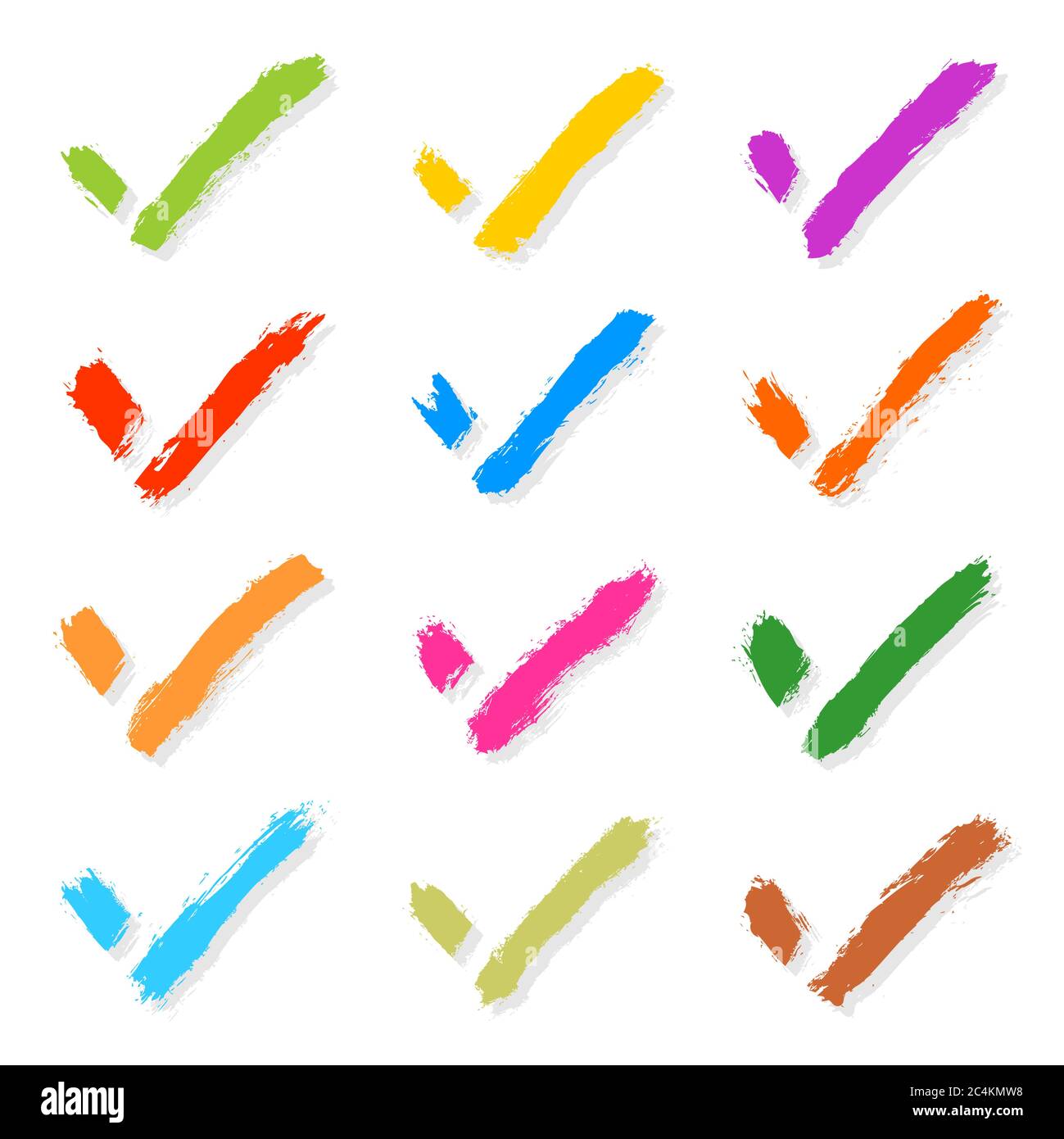 Ensemble de signes de marque de vérification dessinés à la main. Collection de symboles de coche. Kit d'icônes accepter. Vérifier, cocher, accepter, accepter, approuver, approuver la forme. Illustration de Vecteur