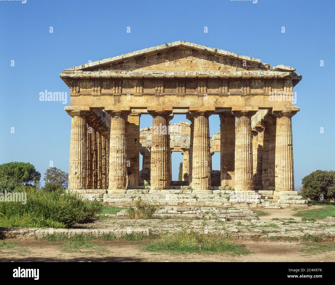 Temple grec de Hera II, Paestum, province de Salerne, région de Campanie, Italie Banque D'Images