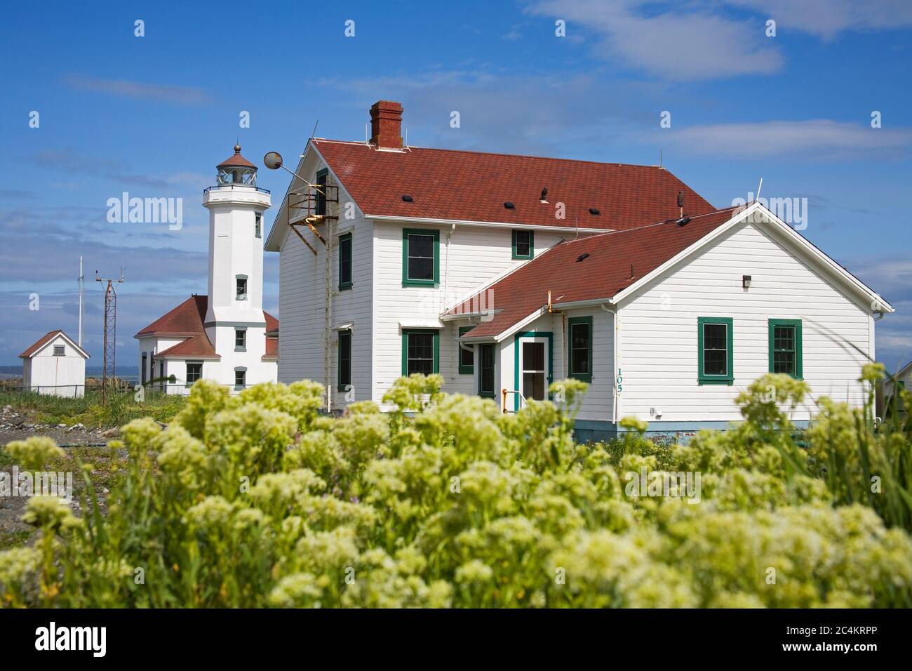 Point Wilson Phare à Fort Worden State Park, Port Townsend, Washington State, USA Banque D'Images