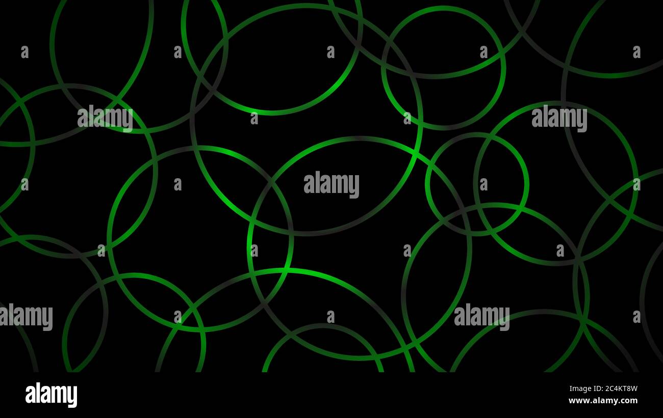 Arrière-plan abstrait foncé des cercles qui se croisent en vert Illustration de Vecteur