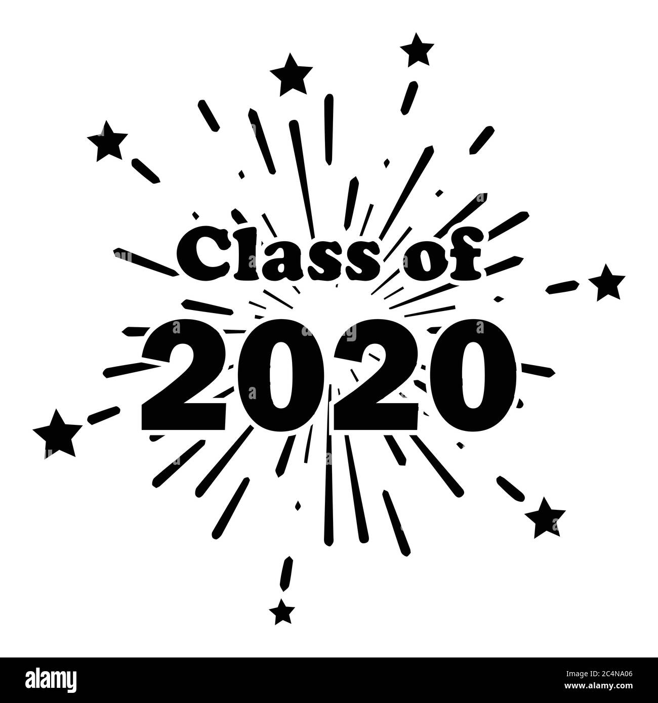 Classe de 2020 étoiles Fireworks explosion. Célébration du lycée Collège universitaire diplômés étudiants diplômés. Illustration de Vecteur