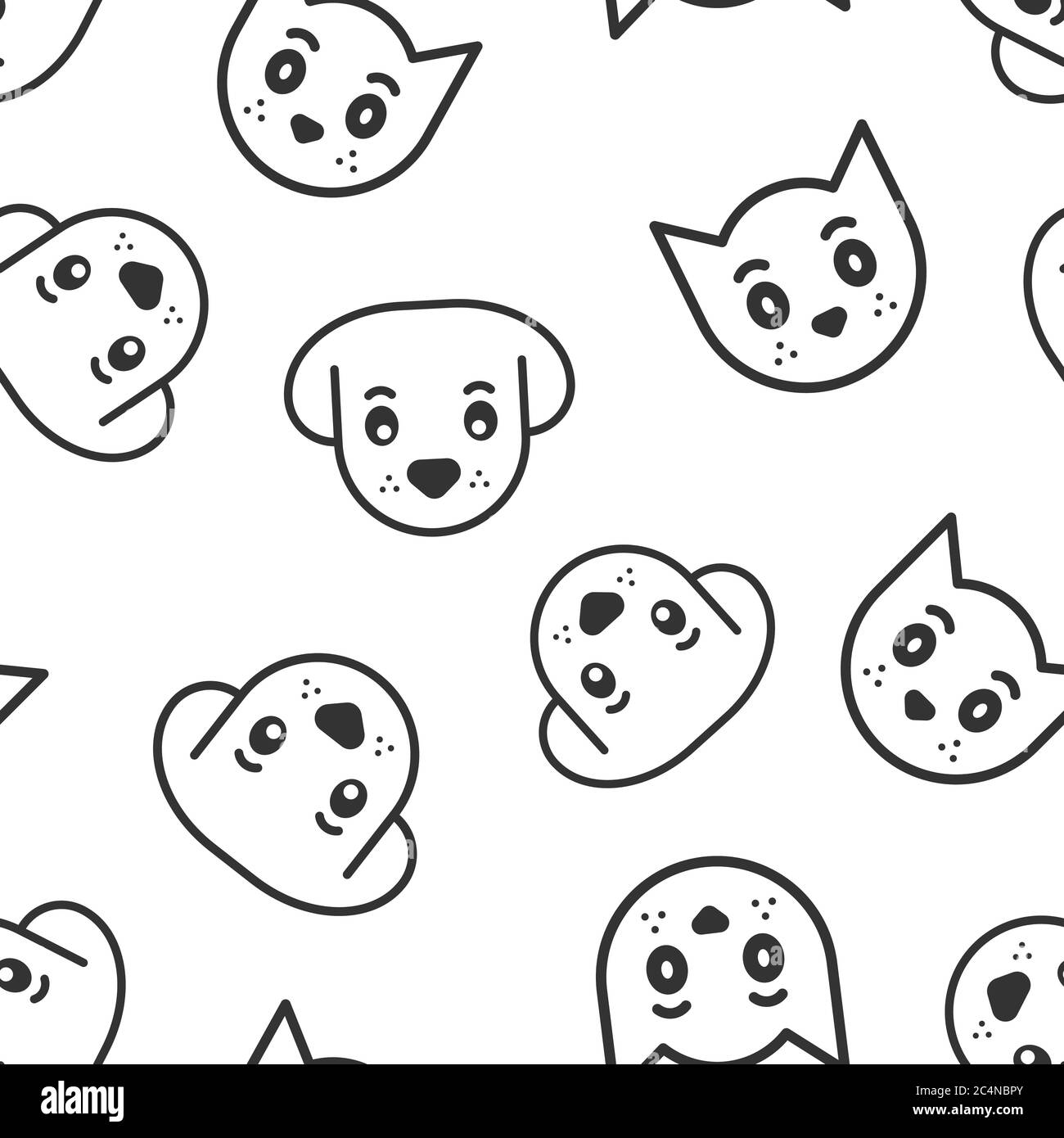 Icône chien et chat dans un style plat. Illustration du vecteur tête d'animal sur fond blanc isolé. Dessin animé drôle d'animal de compagnie sans couture modèle d'affaires concept. Illustration de Vecteur Icône chien et chat dans un style plat. Illustration du vecteur tête d'animal sur fond blanc isolé. Dessin animé drôle d'animal de compagnie sans couture modèle d'affaires concept. Illustration de Vecteur