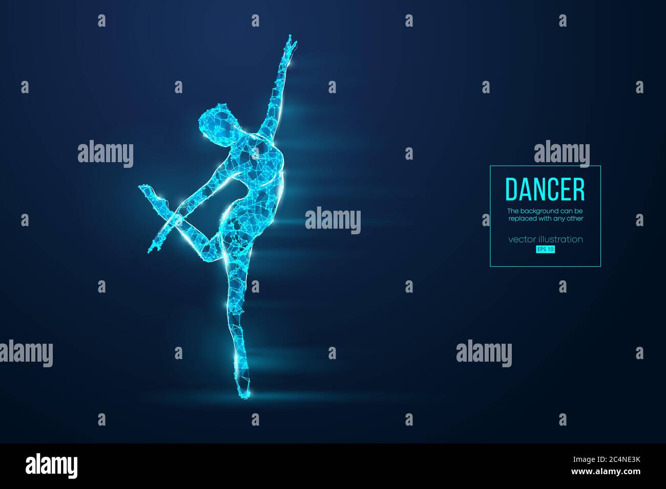 Silhouette abstraite d'une femme dansante en filaire. Danseuse, fille, ballerine sur fond bleu. Illustration vectorielle. Illustration de Vecteur