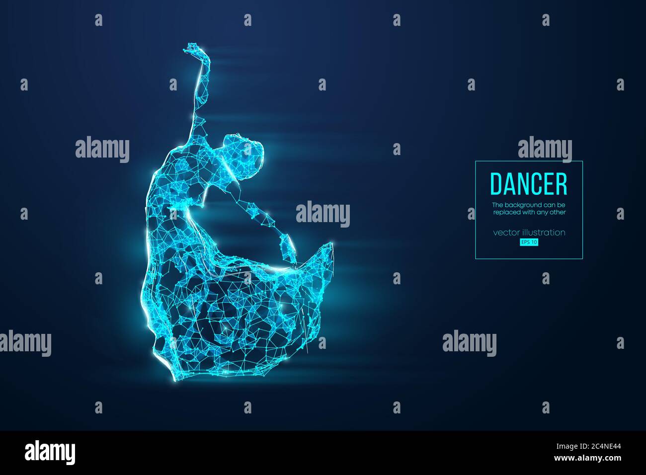 Silhouette abstraite d'une femme dansante en filaire. Danseuse, fille, ballerine sur fond bleu. Illustration vectorielle. Illustration de Vecteur