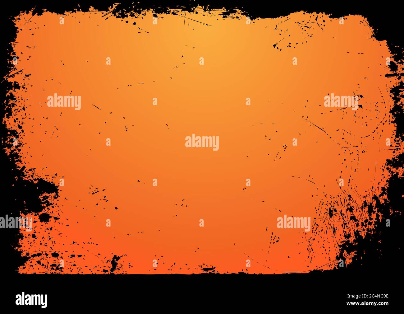 Fond horizontal blanc dégradé orange Halloween avec bordure noire grunge Illustration de Vecteur