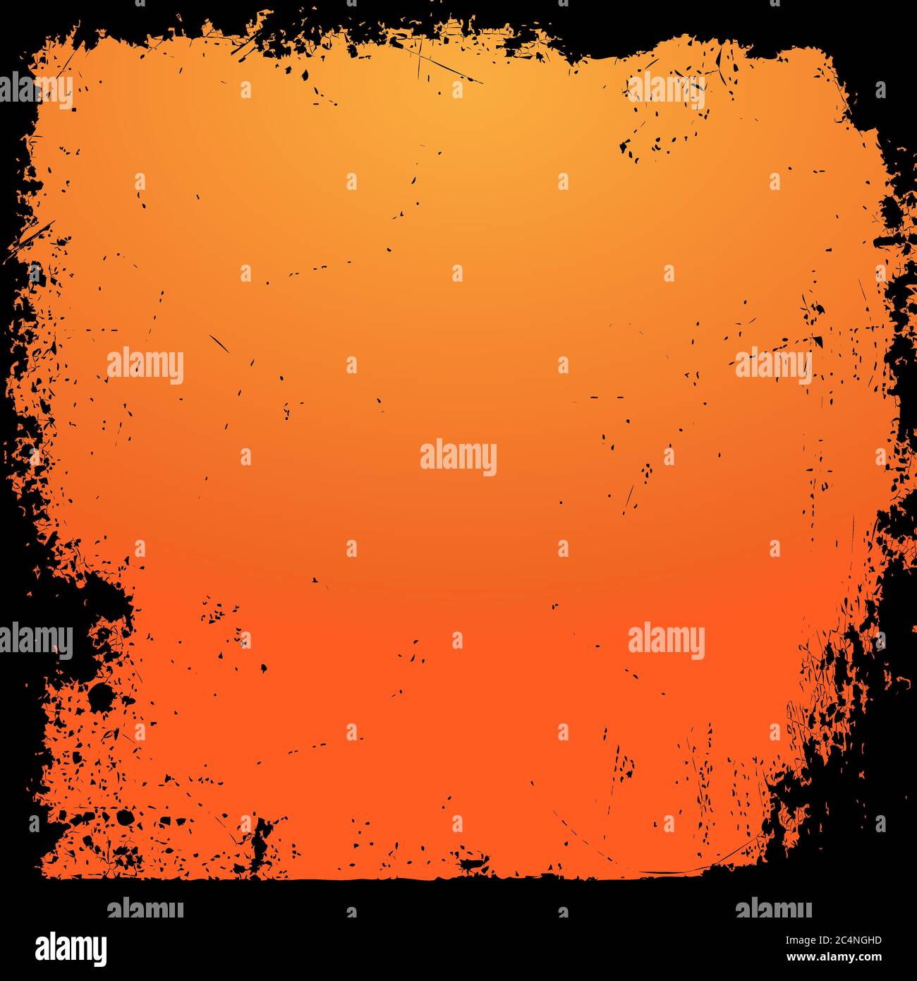 Fond horizontal blanc carré orange d'Halloween avec bordure de grunge noire Illustration de Vecteur