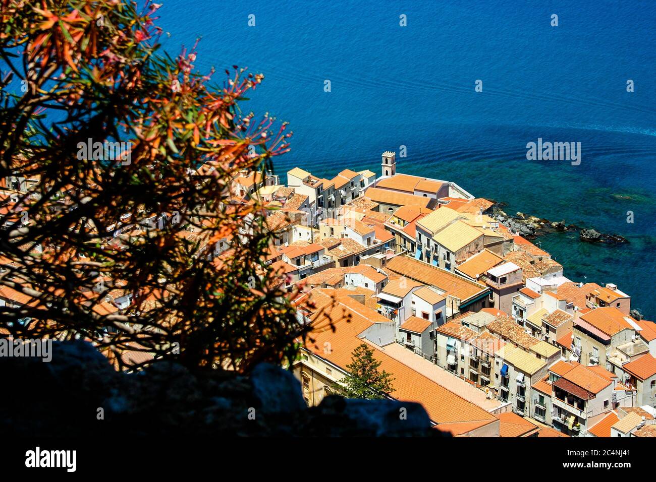 Vue aérienne de Cefalù (Sicile / Italie) Banque D'Images
