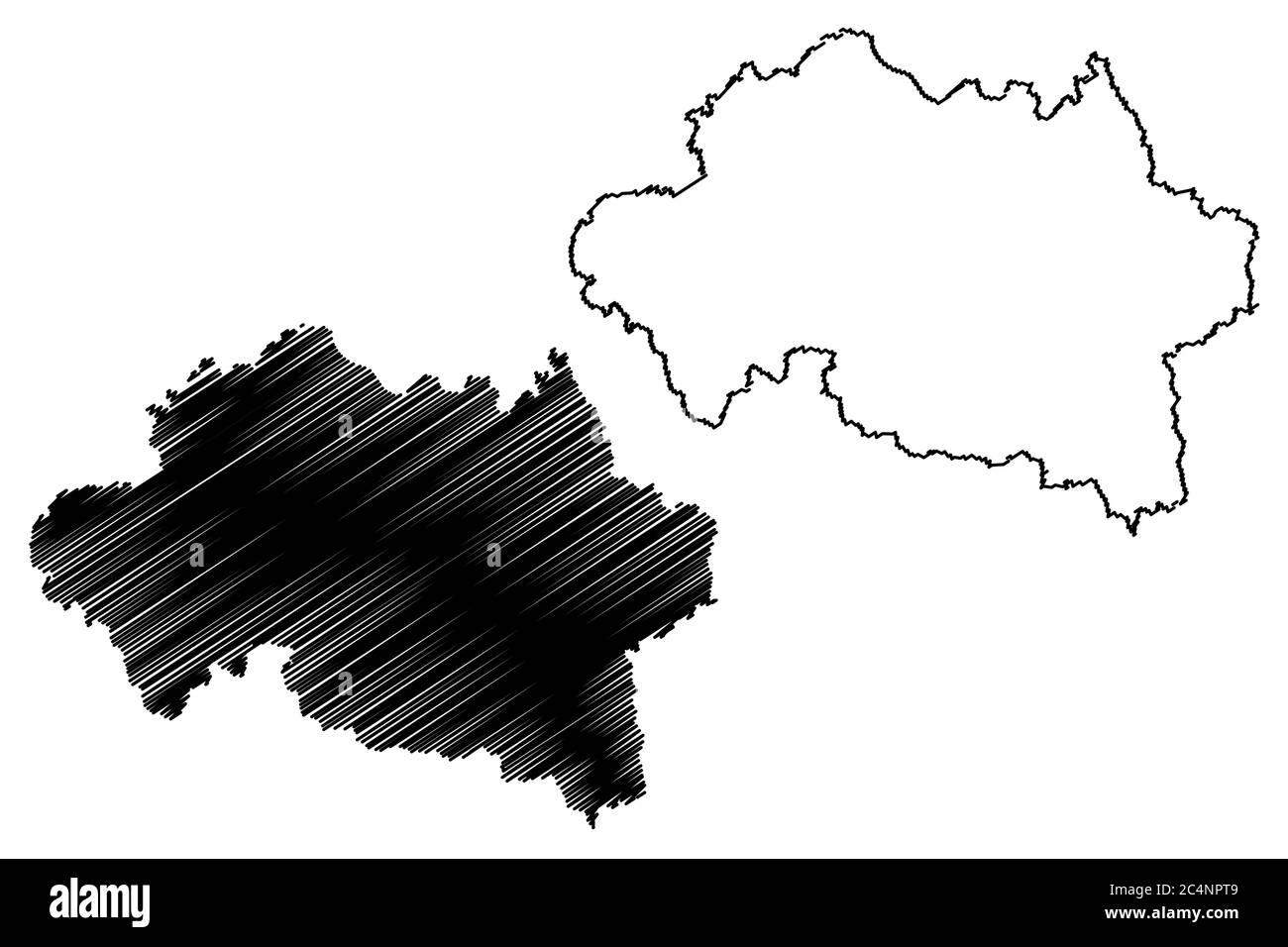 Département de l'Allier (France, République française, région Auvergne-Rhône-Alpes, ARA) carte illustration vectorielle, croquis à griffonnage carte de l'Allier Illustration de Vecteur