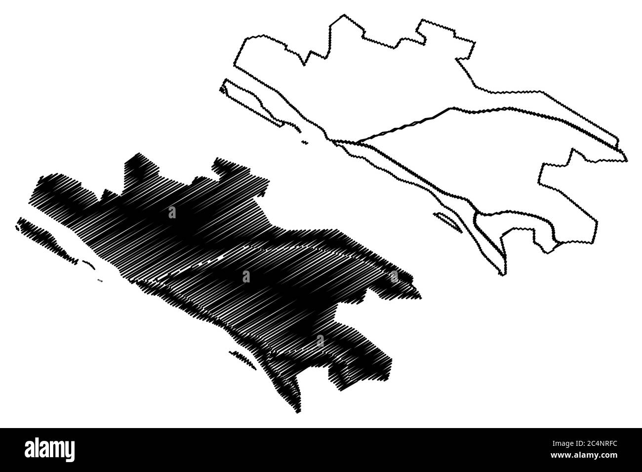 Vijayawada (République de l'Inde, État de l'Andhra Pradesh) carte illustration vectorielle, croquis à gribouiller carte de la ville de Bezawada Illustration de Vecteur
