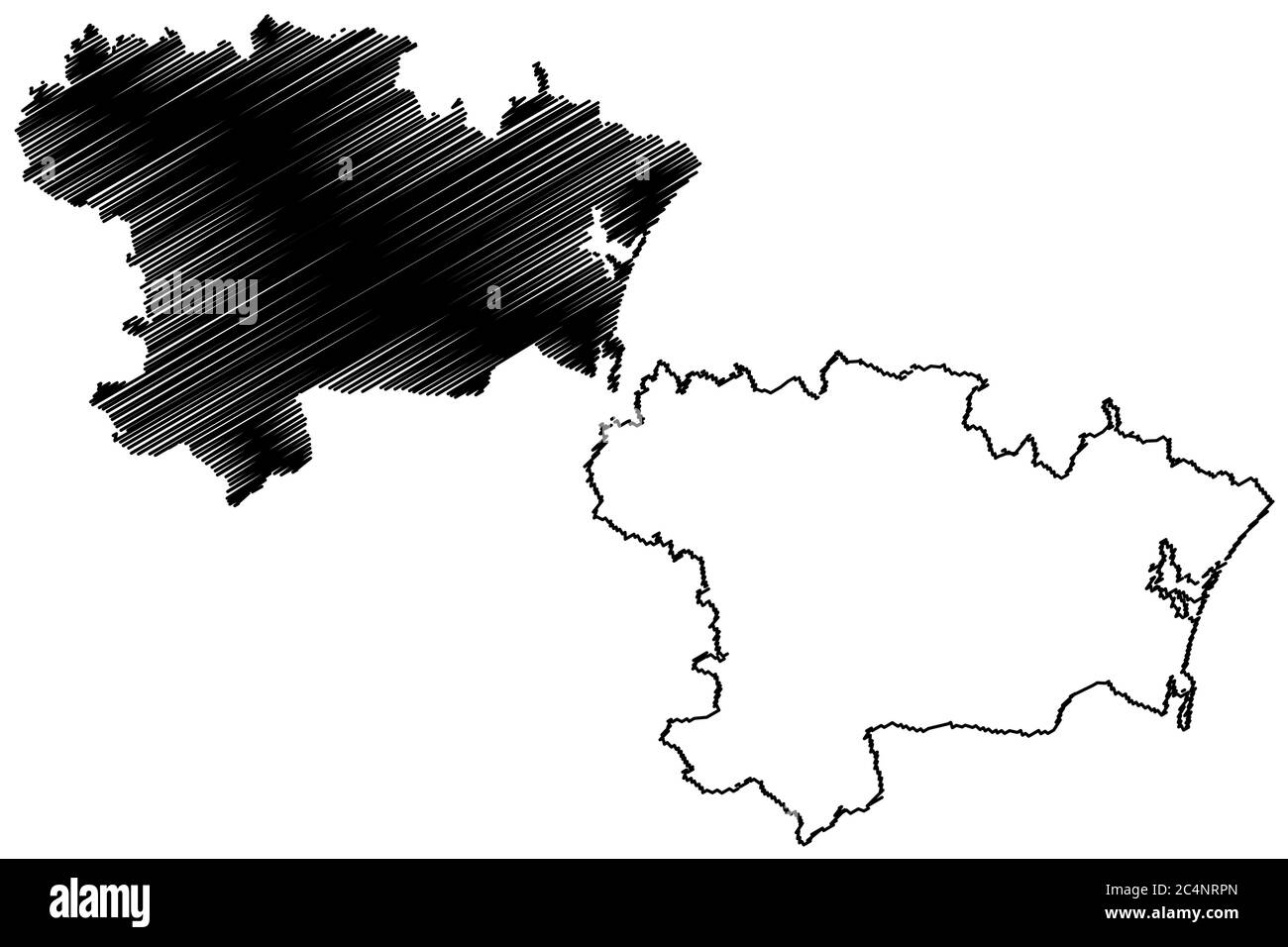 Département de l'Aude (région de la France, de l'Occitanie ou de l'Occitania) carte illustration vectorielle, croquis de gribouillage carte de l'Aude Illustration de Vecteur