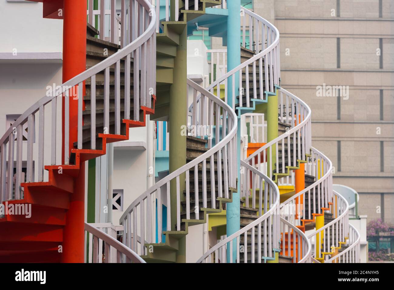 Singapour à Bugis Village escaliers en spirale. Banque D'Images
