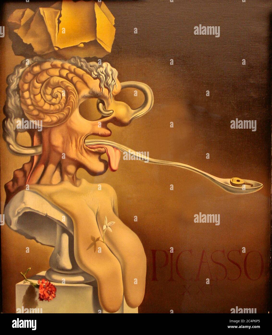 Figueres, l'Alt Empordà, province de Gérone, Catalogne, Espagne. Le Théâtre-musée Salvador Dalí (Teatre Museuu Dalì). Portrait de Pablo Picasso au XXIe siècle, 1947. Dimensions : 65,5 x 56 cm. Huile sur toile. Banque D'Images