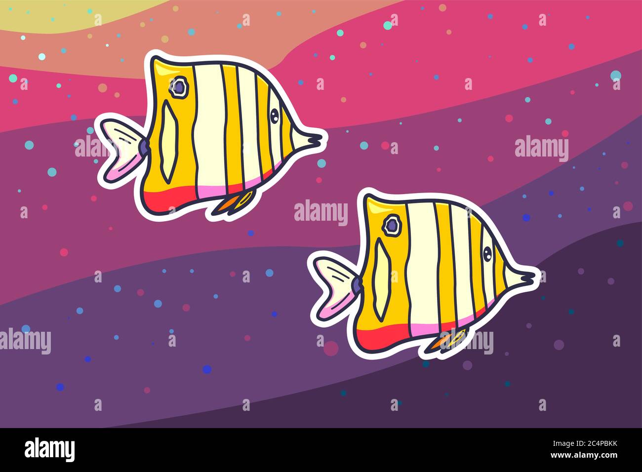 poisson papillon avec illustration vectorielle d'arrière-plan colorée Illustration de Vecteur