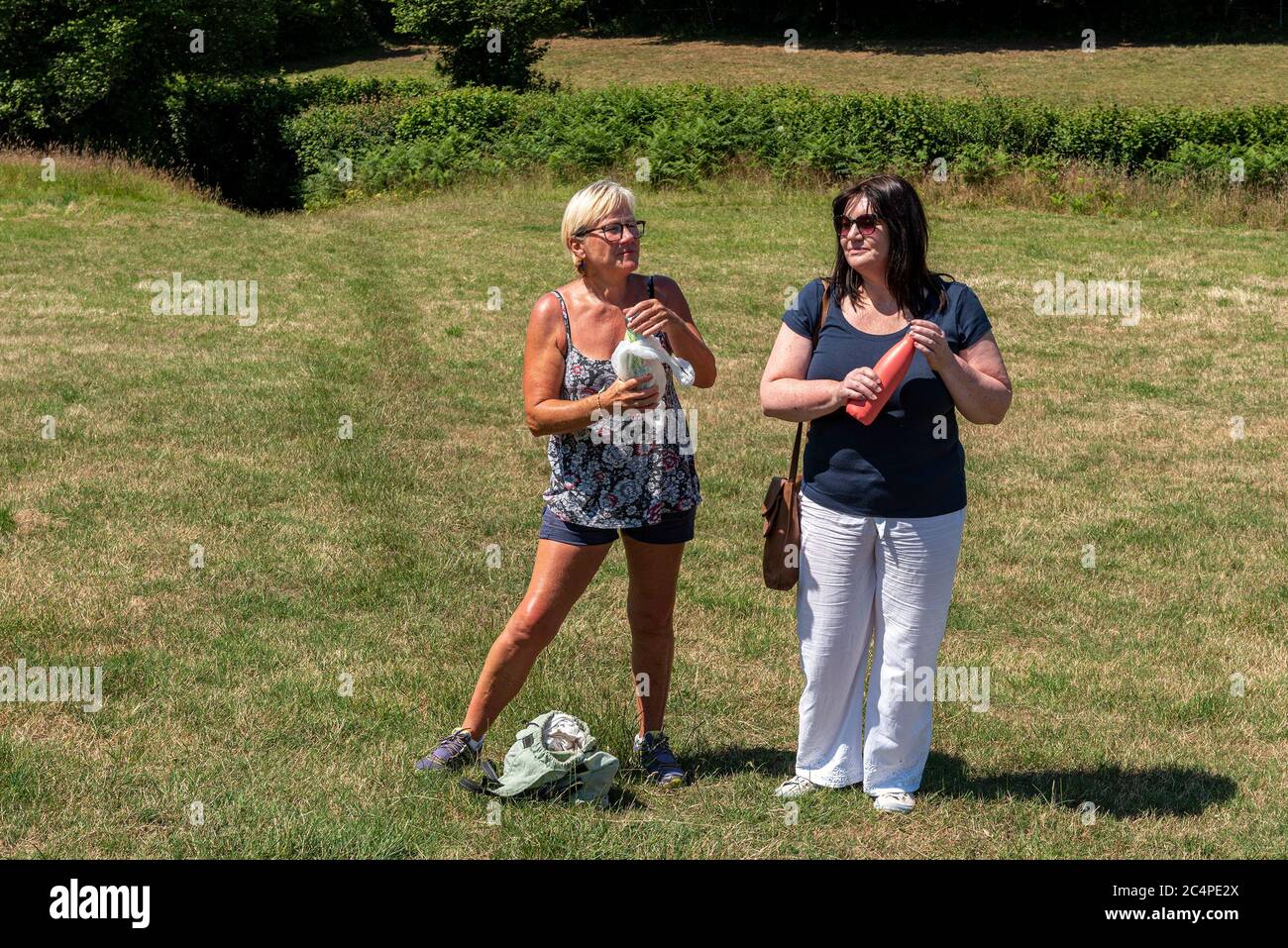 Des femmes d'âge moyen pour une promenade dans la campagne; Kent, Royaume-Uni Banque D'Images Des femmes d'âge moyen pour une promenade dans la campagne; Kent, Royaume-Uni Banque D'Images