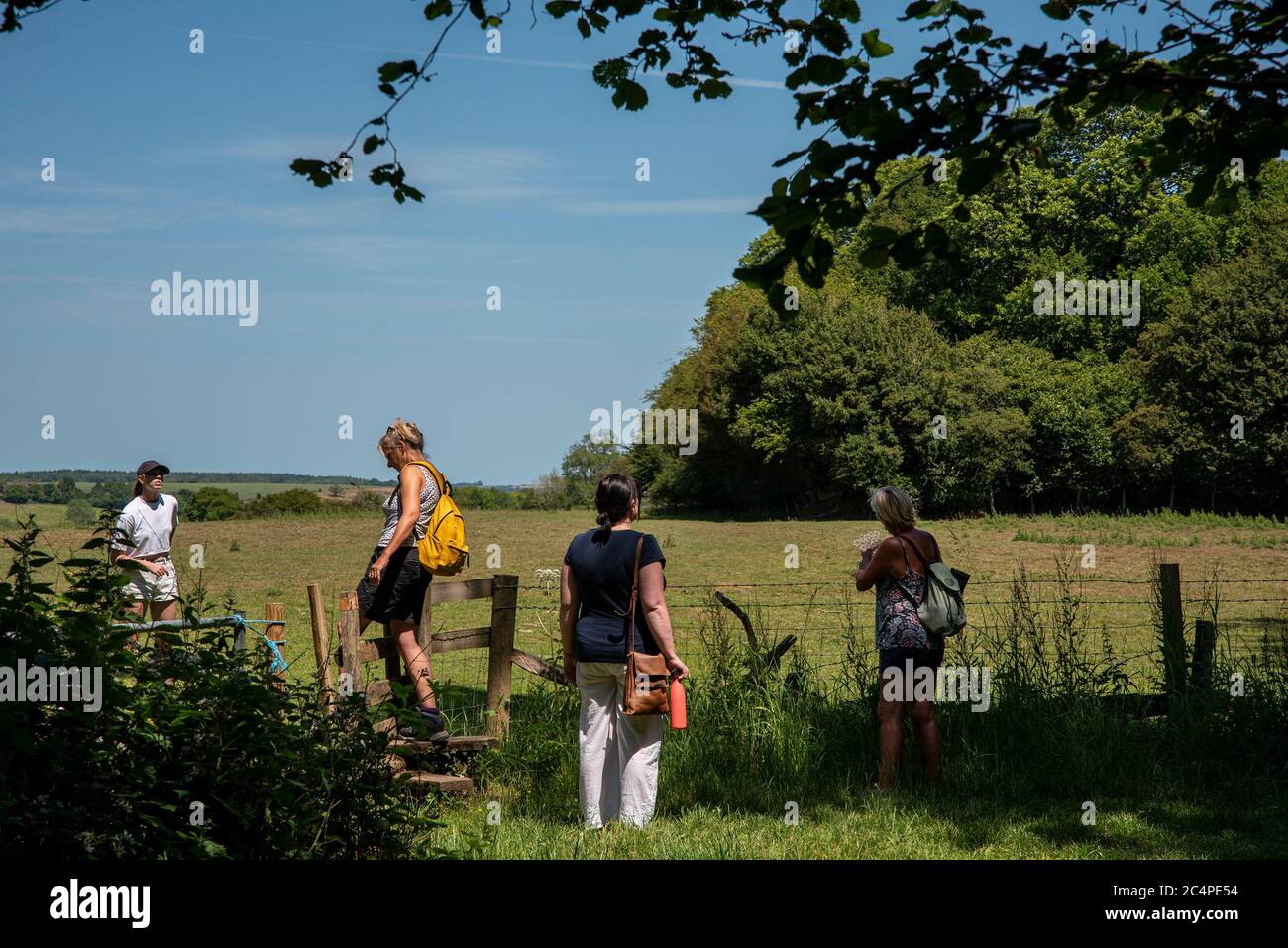 Des femmes d'âge moyen pour une promenade dans la campagne; Kent, Royaume-Uni Banque D'Images Des femmes d'âge moyen pour une promenade dans la campagne; Kent, Royaume-Uni Banque D'Images