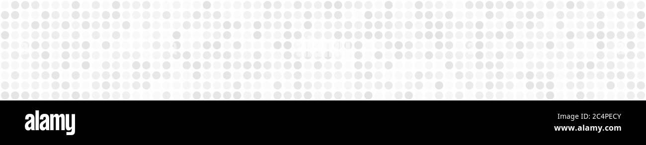 Bannière horizontale abstraite ou arrière-plan de petits cercles ou pixels en blanc. Illustration de Vecteur