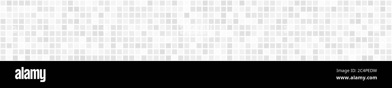 Bannière horizontale abstraite ou arrière-plan de petits carrés ou pixels en blanc. Illustration de Vecteur
