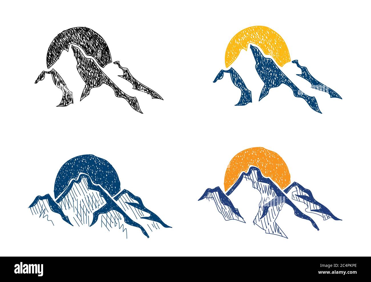 Vecteur Illustration des sommets de montagne en arrière-plan du soleil ou de la lune Illustration de Vecteur