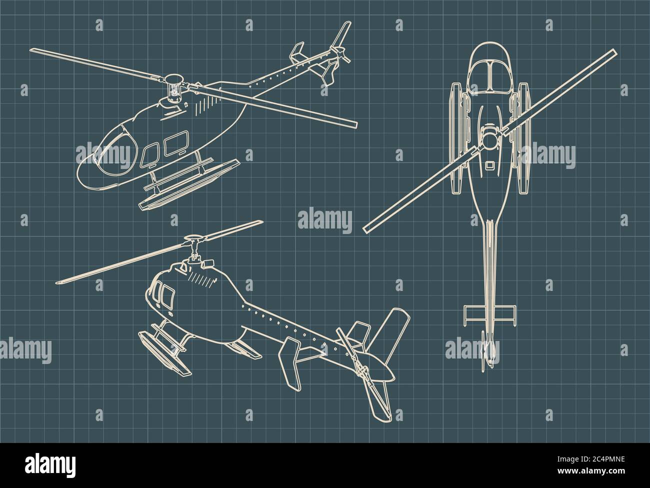 Illustration vectorielle stylisée de dessins d'un hélicoptère civil Illustration de Vecteur