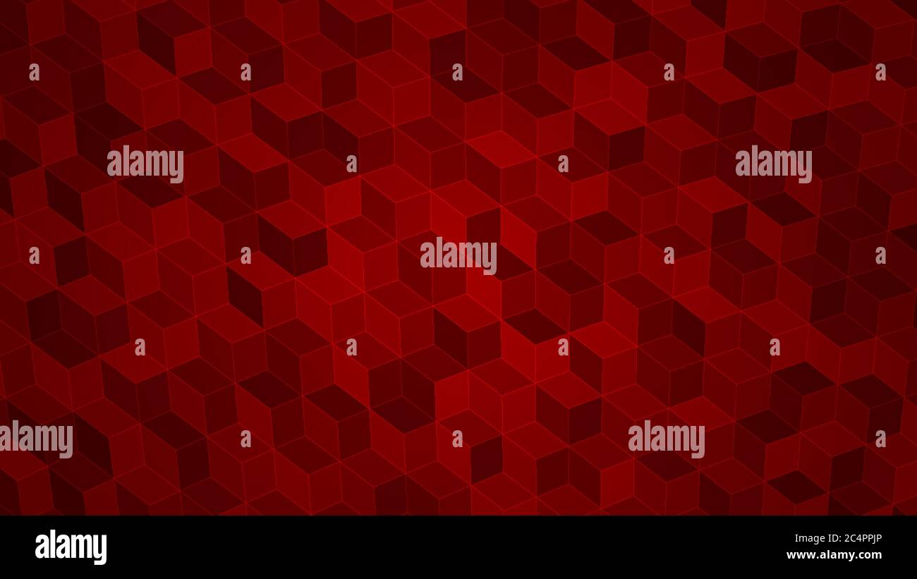 Arrière-plan abstrait des cubes isométriques en rouge. Illustration de Vecteur