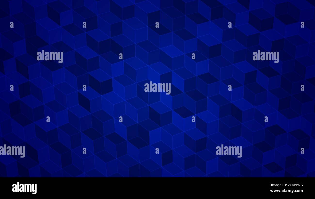 Arrière-plan abstrait des cubes isométriques en bleu. Illustration de Vecteur