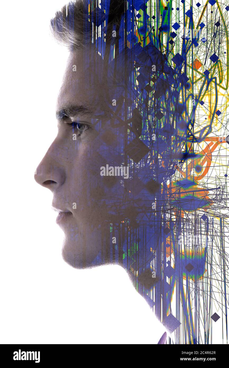 Portrait combiné à une illustration numérique Banque D'Images