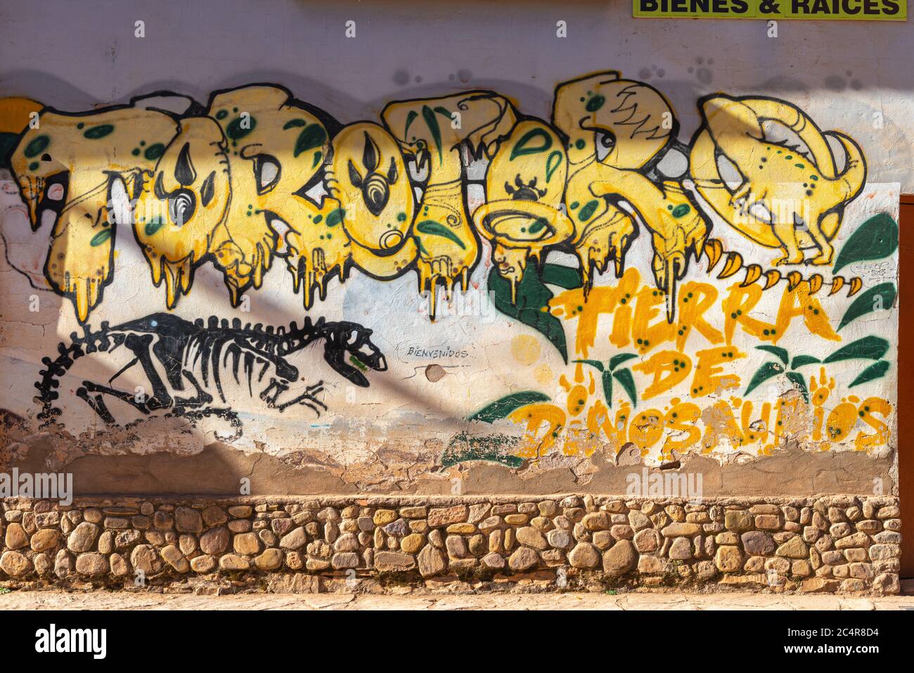 Graffiti avec les dinosaures, Parque Nacional Tototoro, Parc National Torotoro, Departamento Potosí, Village de Torotoro, Bolivie, Amérique latine Banque D'Images
