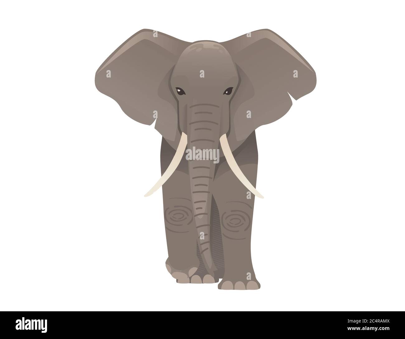 Un joli support d'éléphant pour adulte au sol et regardez votre dessin animé animal dessin illustration vectorielle plate isolée sur fond blanc Illustration de Vecteur