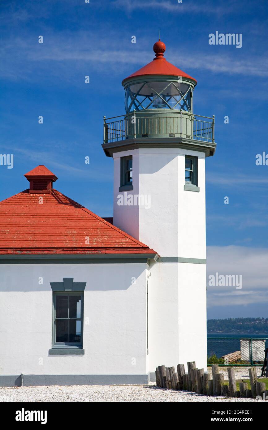 Alki point Lighthouse, West Seattle District, Seattle, Washington State, États-Unis Banque D'Images