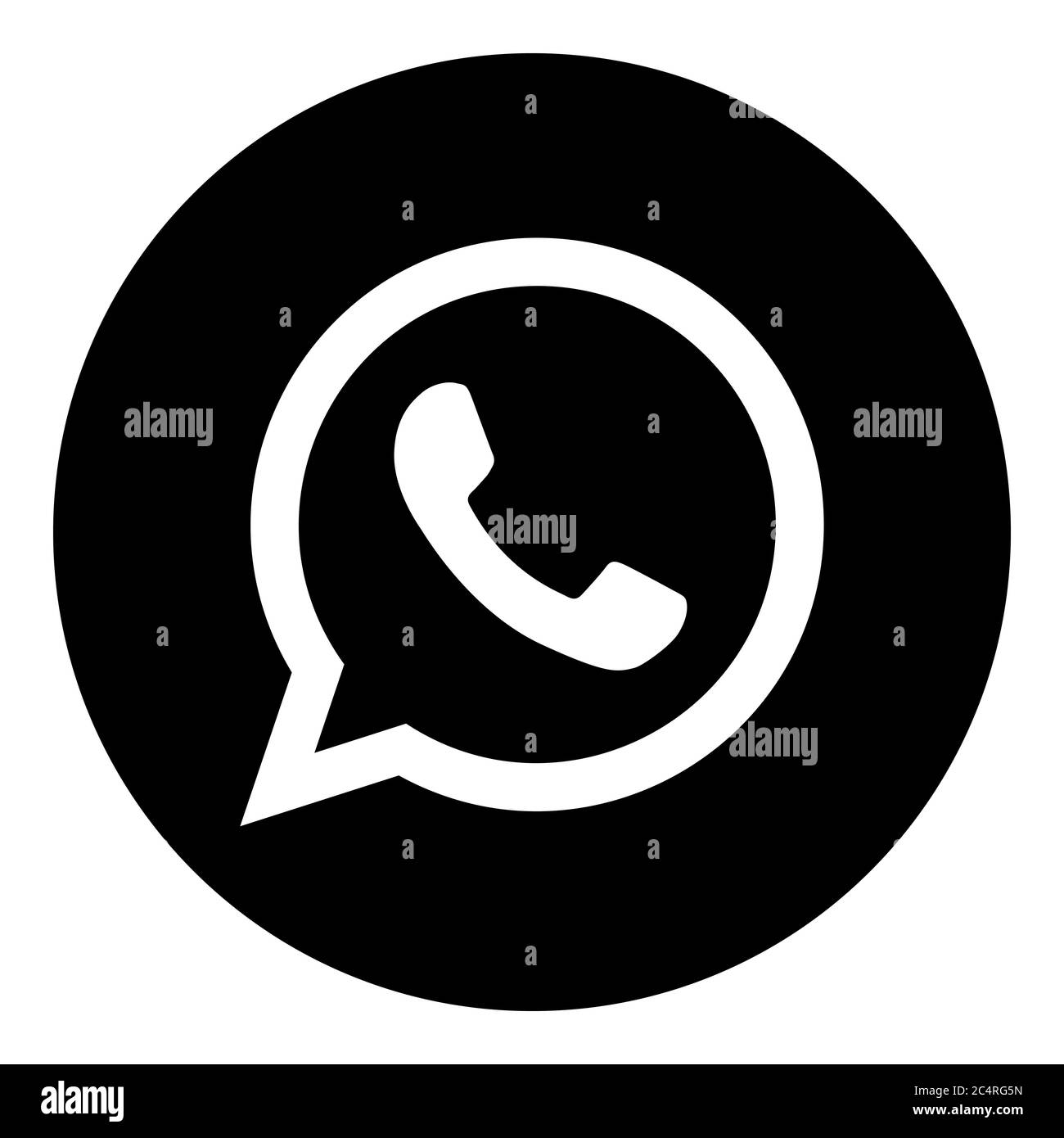 VORONEZH, RUSSIE - 21 NOVEMBRE 2019 : icône ronde du logo WhatsApp en noir Illustration de Vecteur