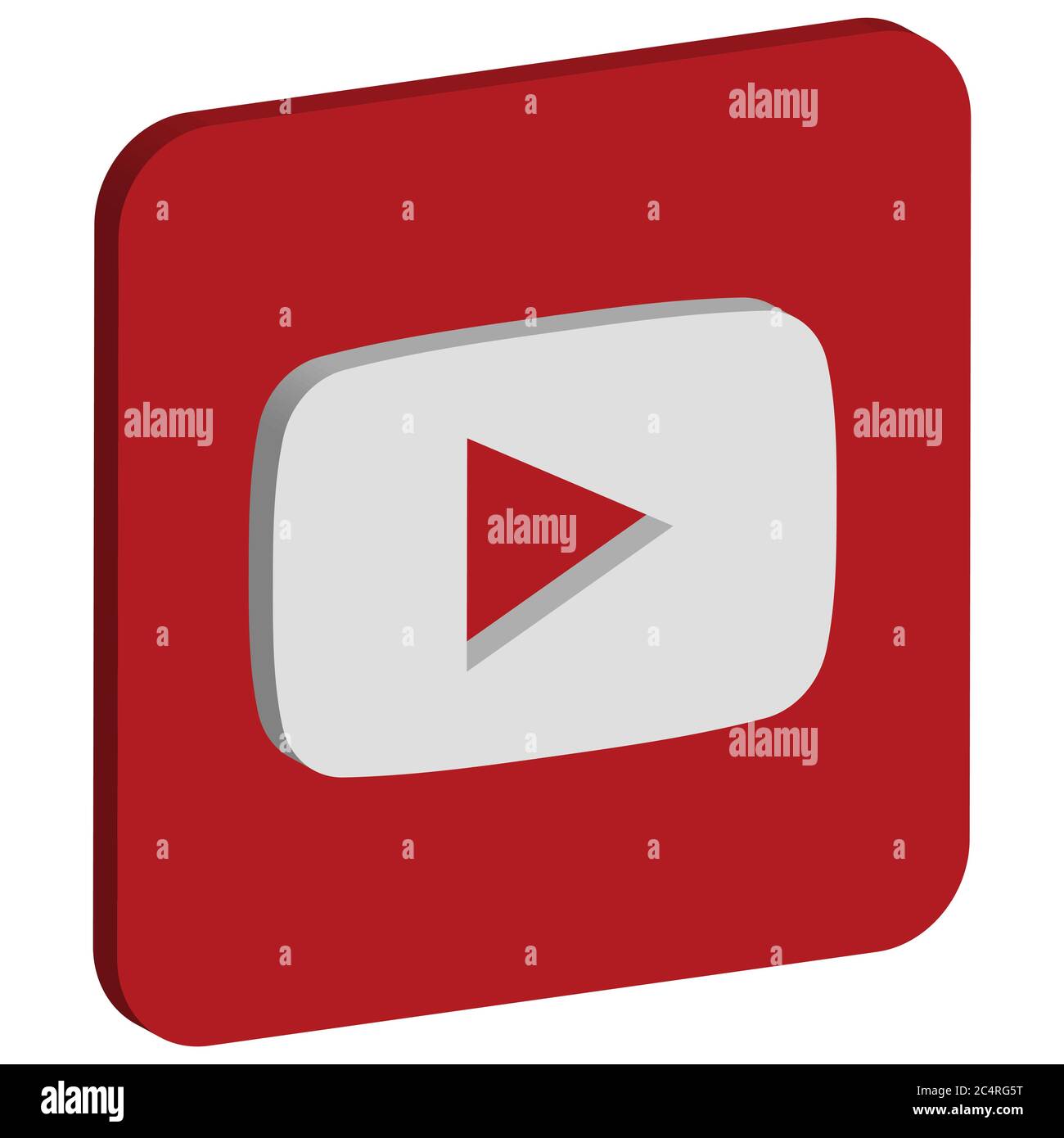 VORONEZH, RUSSIE - 21 NOVEMBRE 2019 : icône carrée isométrique du logo YouTube en rouge Illustration de Vecteur