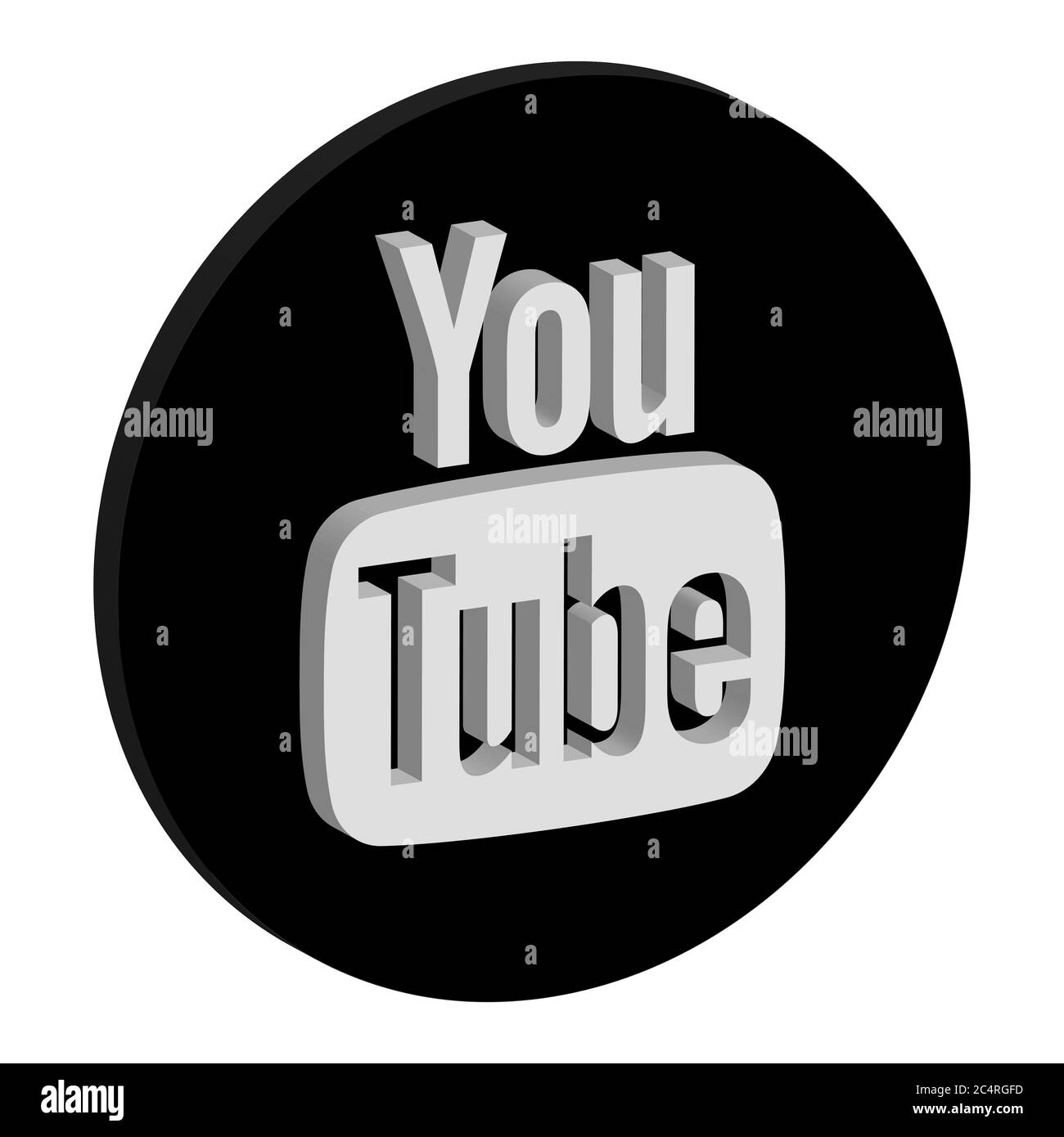 VORONEZH, RUSSIE - 21 NOVEMBRE 2019 : icône ronde isométrique du logo YouTube en noir Illustration de Vecteur