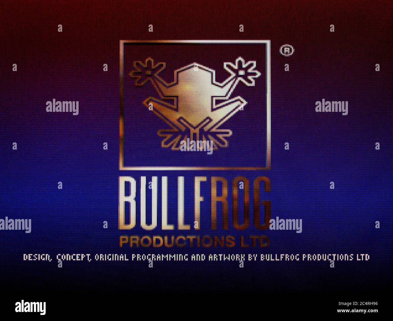 Logo Bullfrog Developer - Sony PlayStation 1 PS1 PSX - usage éditorial uniquement Banque D'Images