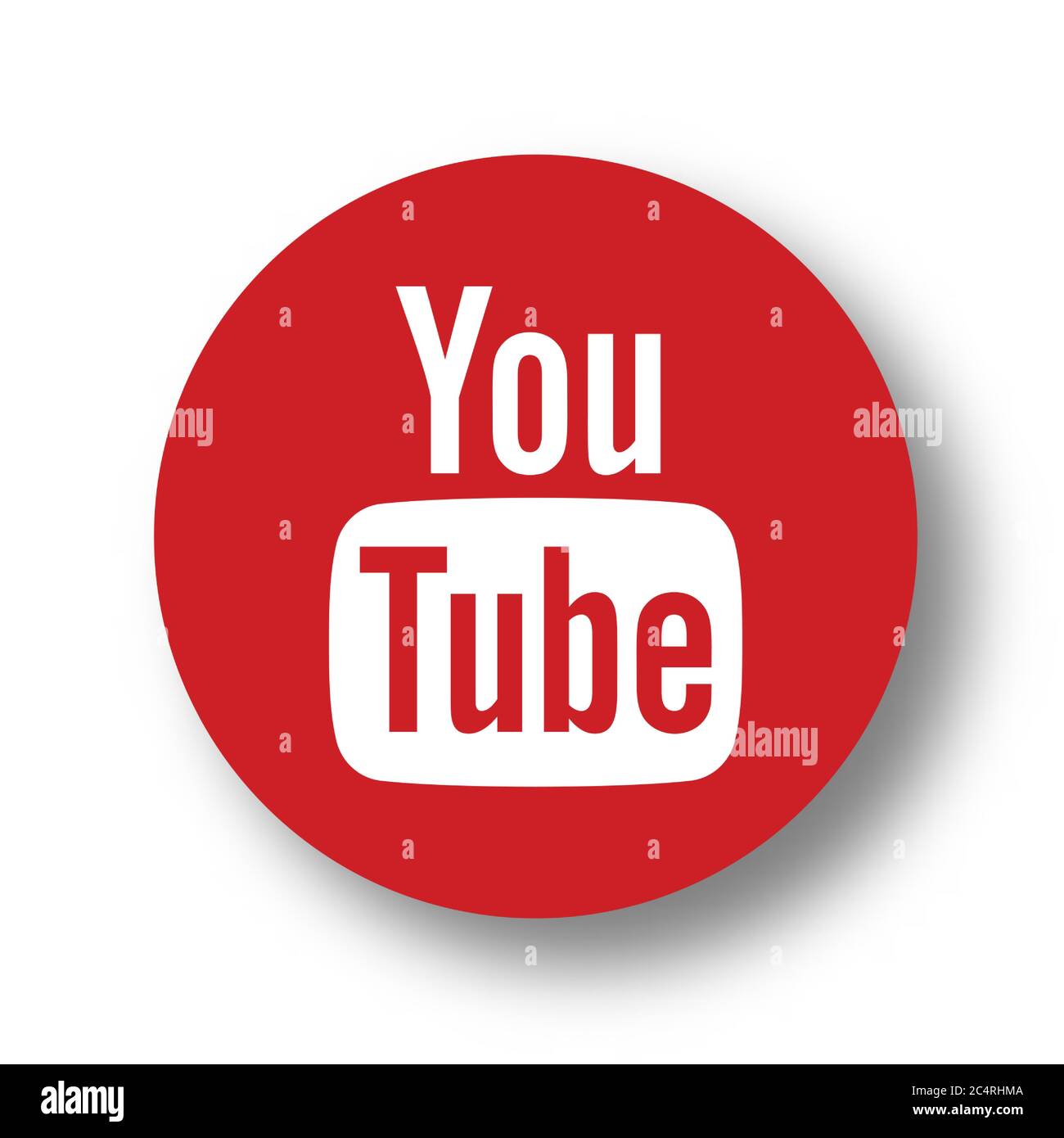 VORONEZH, RUSSIE - 31 JANVIER 2020 : icône rouge ronde avec ombre douce du logo YouTube Illustration de Vecteur