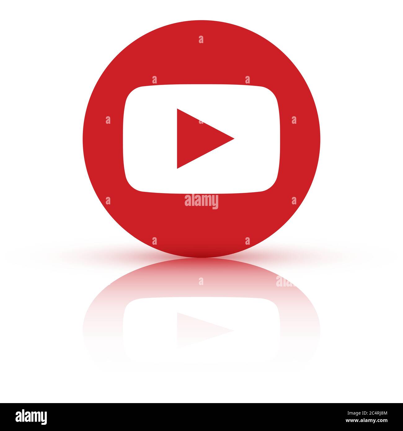 VORONEZH, RUSSIE - 31 JANVIER 2020 : icône rouge ronde avec reflet et ombre du logo YouTube Illustration de Vecteur