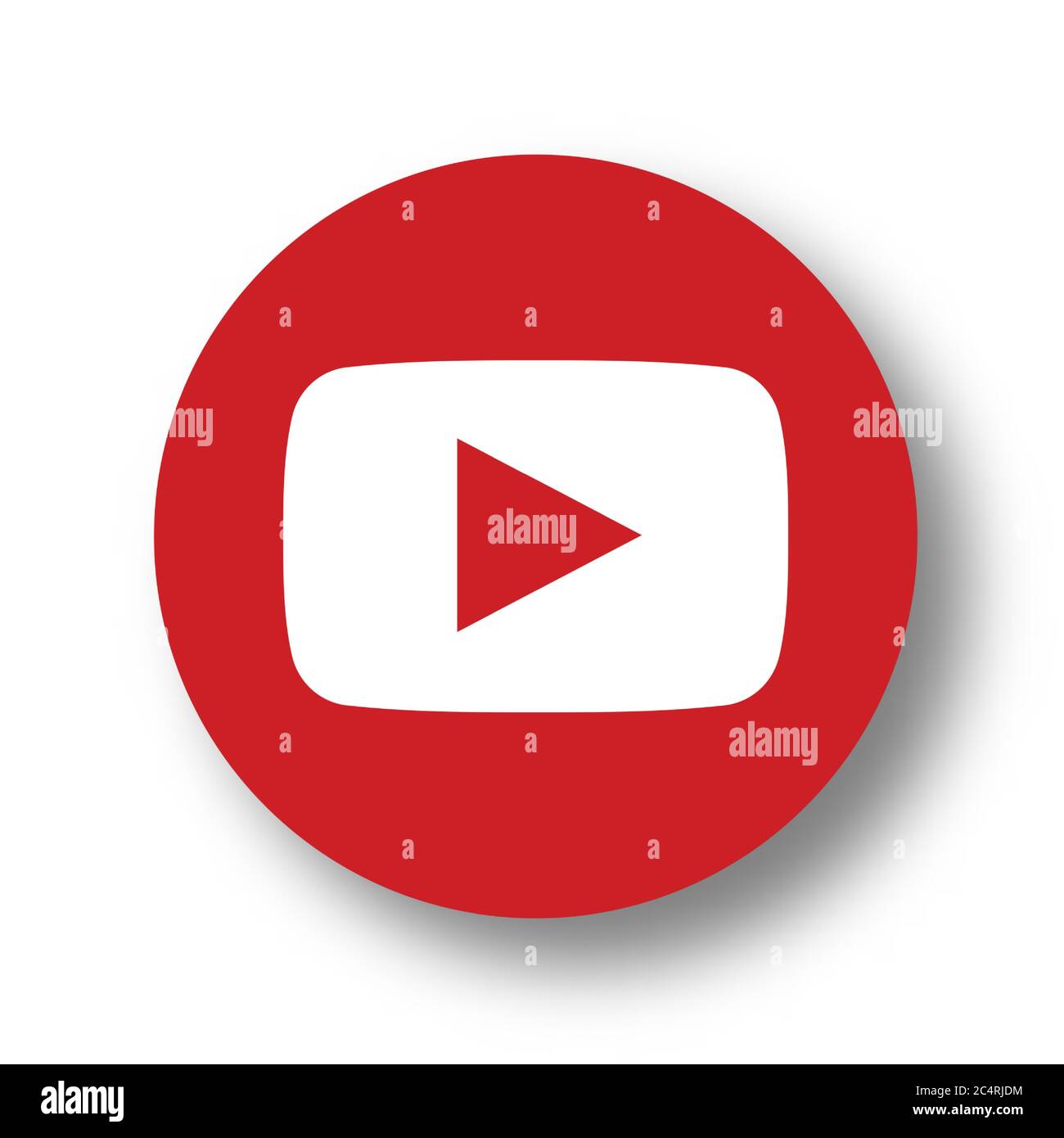 VORONEZH, RUSSIE - 31 JANVIER 2020 : icône rouge ronde avec ombre douce du logo YouTube Illustration de Vecteur