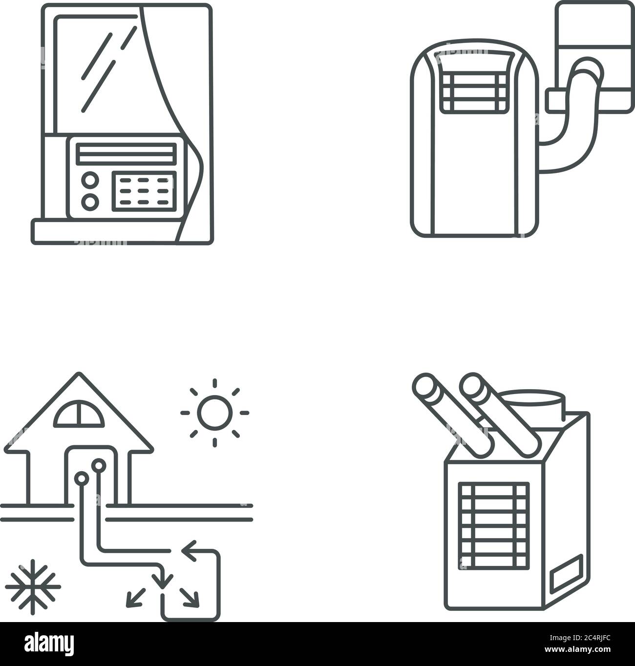 Ensemble d'icônes linéaires de climatisation à domicile Illustration de Vecteur