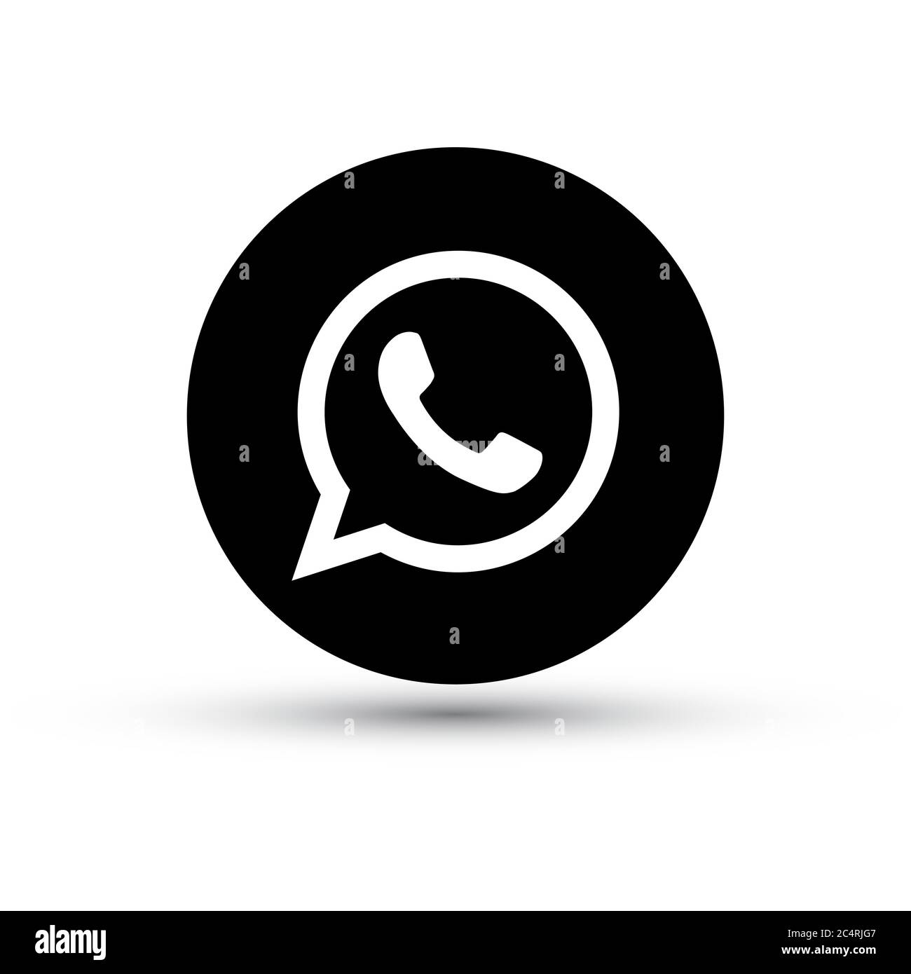 VORONEZH, RUSSIE - 31 JANVIER 2020 : logo WhatsApp, icône ronde noire avec ombre Illustration de Vecteur