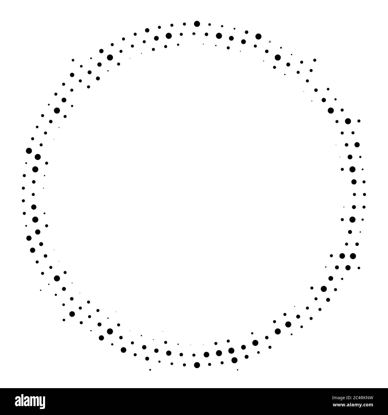 Arrière-plan en pointillés demi-tons distribués de façon circulaire. Motif vectoriel d'effet demi-ton. Points circulaires isolés sur fond blanc. Illustration de Vecteur