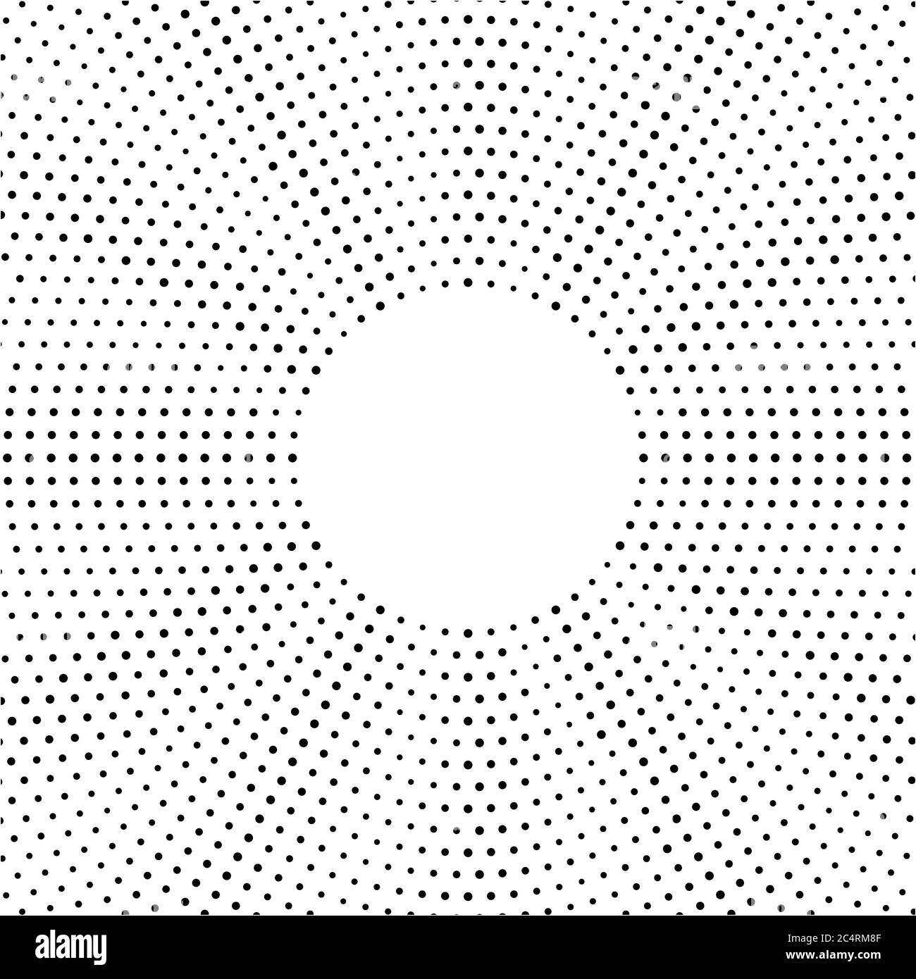 Arrière-plan en pointillés demi-tons distribués de façon circulaire. Motif vectoriel d'effet demi-ton. Points circulaires isolés sur fond blanc. Illustration de Vecteur