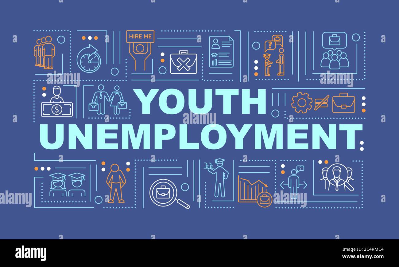 Bannière de concepts de mot de chômage chez les jeunes Illustration de Vecteur