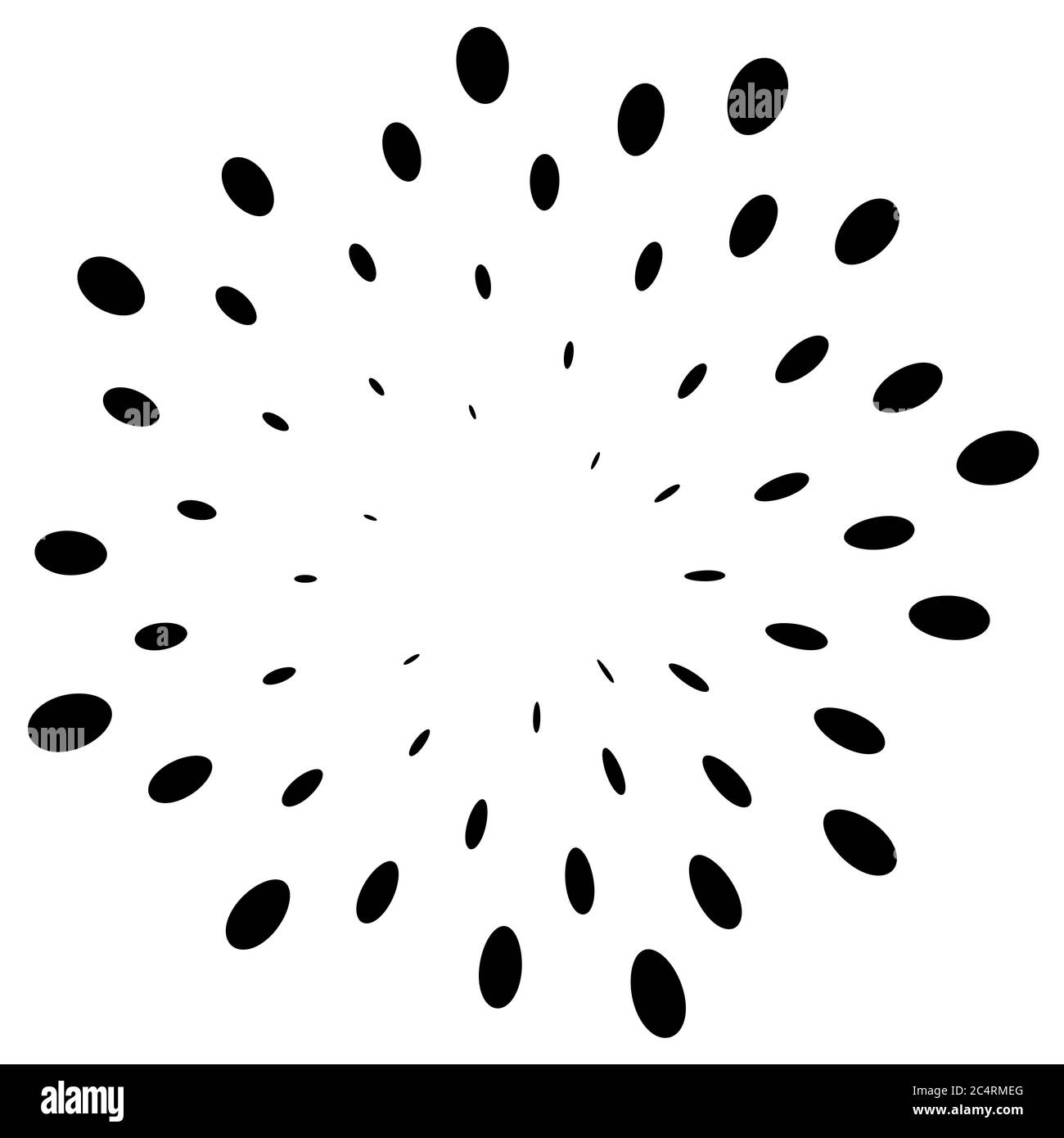 Arrière-plan en pointillés demi-tons distribués de façon circulaire. Motif vectoriel d'effet demi-ton. Points circulaires isolés sur fond blanc. Illustration de Vecteur