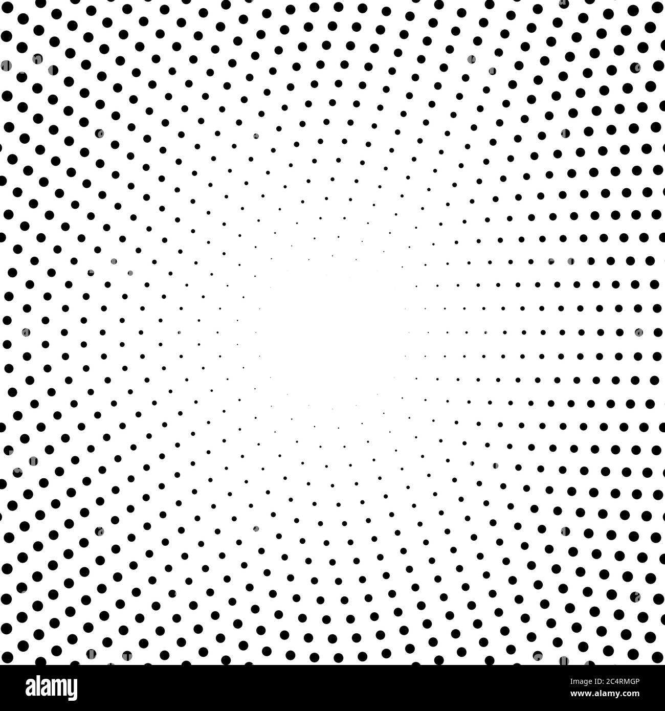 Arrière-plan en pointillés demi-tons distribués de façon circulaire. Motif vectoriel d'effet demi-ton. Points circulaires isolés sur fond blanc. Illustration de Vecteur