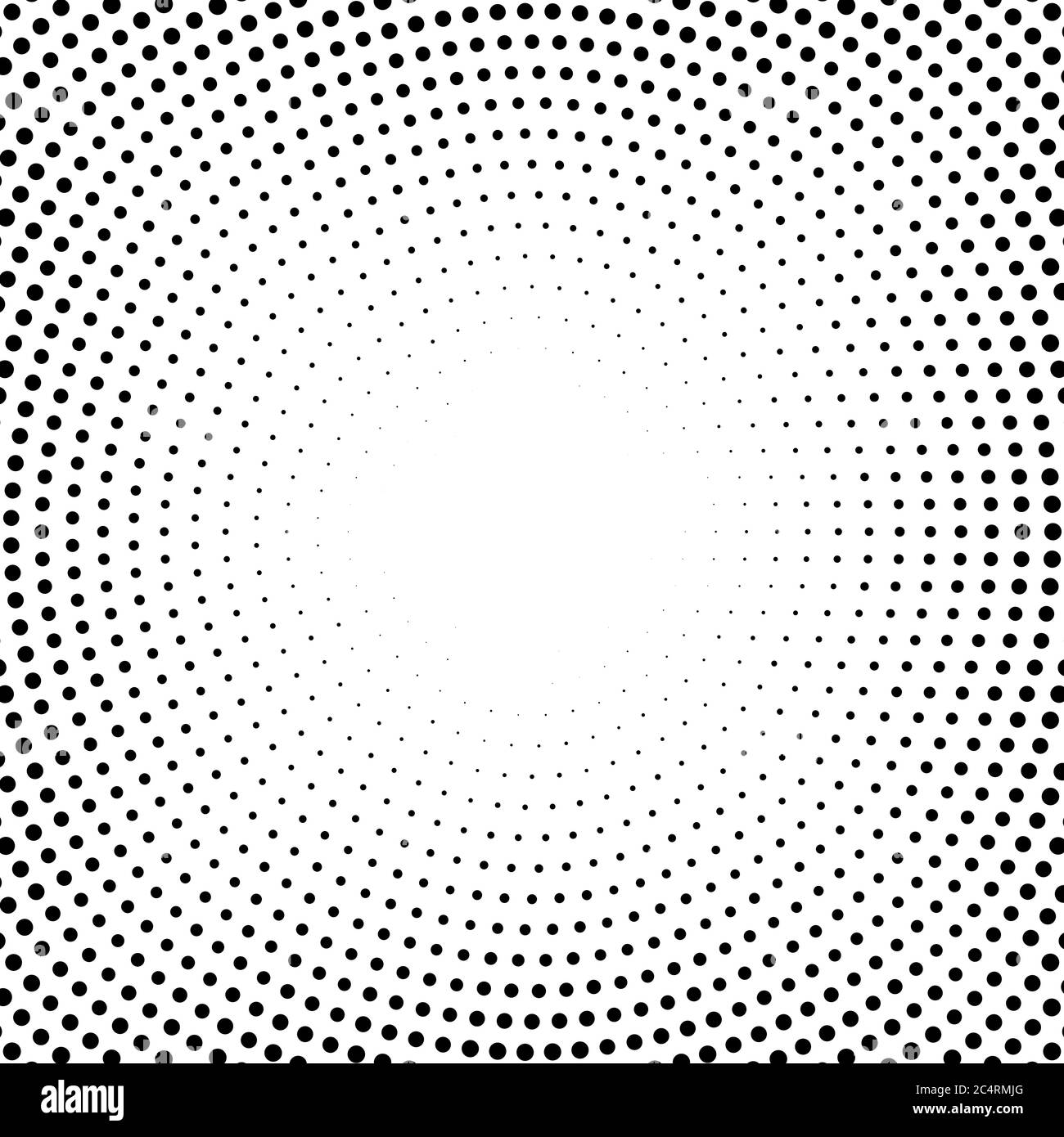 Arrière-plan en pointillés demi-tons distribués de façon circulaire. Motif vectoriel d'effet demi-ton. Points circulaires isolés sur fond blanc. Illustration de Vecteur
