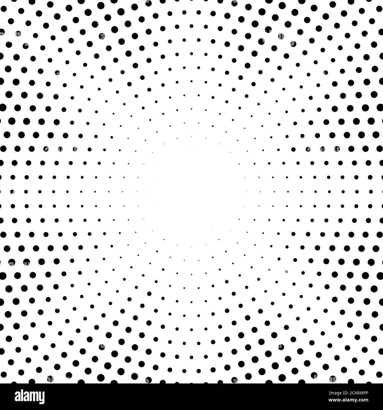 Arrière-plan en pointillés demi-tons distribués de façon circulaire. Motif vectoriel d'effet demi-ton. Points circulaires isolés sur fond blanc. Illustration de Vecteur